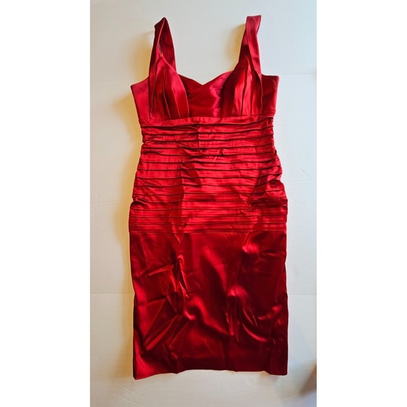 Calvin Klein Dresses & Skirts - Calvin Klein SIZE 8 Dress Satin Rouge Red Short Tiered Holiday Sleeveless